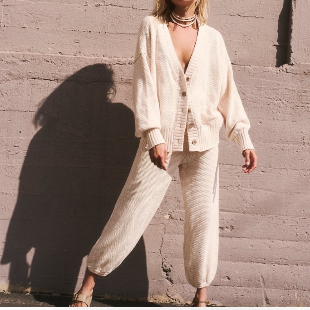 Free People Hailee Cardi Set Powder Sand